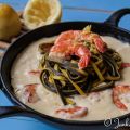 Tagliolini al limone mit Tiger Prawns