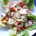 Linsensalat mit Forellenfilets