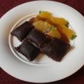 Schokoladen - Nougat - Ravioli an Orangensoße