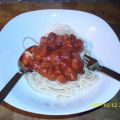 Spaghetti mit Jagdwurstragout