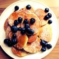 Blueberry silver dollar pancakes.