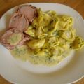 Lende im Speckmantel mit Bärlauch-Tortellini