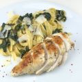 Zitronenhähnchen mit Bandnudel-Palmkohl-Pfanne