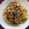 Spaghetti mit Roquefort-Champignon-Sauce