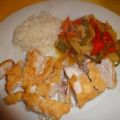 Gebackenes Hühnerfleisch mit Gemüse und Reis