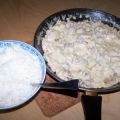 Pilz-Sahne mit Pute und Reis