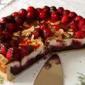 Double Cheesecake mit Himbeeren und Schokoguss
