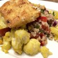 Weihnachtstabouleh und geröstetem Blumenkohl