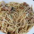 Scharfe Knoblauchspaghetti mit Thunfisch