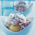 Pellkartoffeln mit Dill-Schmand und Krabben