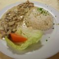Naturschnitzel  mit Rahmchampignons an Reis