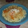 Kürbis-Sosse mit Garnelen und Pasta