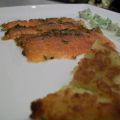 gebeizter Lachs/ Dill-Gurken-Relish/ Rievkooche