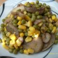 Mais-Salat mit Erbsen und Pilzen (schnell)