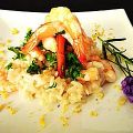 Risotto a la Milanese mit flammbierten Garnelen