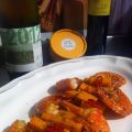 Scharfe Süßkartoffeln und Garnelen