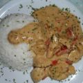 Gebratenes Hühnerfleisch mit Paprika in[...]