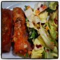 Lauch-Schinkenröllchen mit Tomatensauce