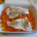 Kabeljaufilet auf Möhrenstreifen