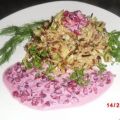 Reis-Salat, mit Granatapfel und Fenchel,