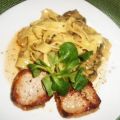 Kalbsmedaillons mit Champignonnudeln