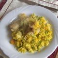 Paella mit Kaninchen und Gemüse