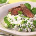 Risotto mit Lammfilet, Lauch und Minze