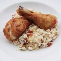 Hähnchenschenkel mit lauwarmen Reis-Taboulé
