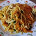 Pfannengericht Spaghetti mit Kürbis und Möhre