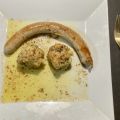 Käse Knödel mit Bratwurst