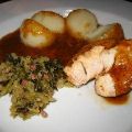 Putenbrust mit Wirsinggemüse und Klößen