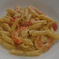 Penne mit Riesengarnelen und Pernodsahne