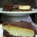 Double Cheesecake mit Karamell- und Schokoguss