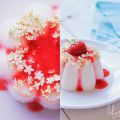 Holunderblüten Panna Cotta mit Erdbeersoße