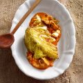 Geschmorter Wirsing auf Pilz-Paprika-Rahm