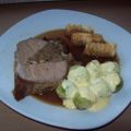 Kalbsbraten mit Champignong-Brötchen-Füllung