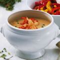 Linsensuppe mit Flusskrebsen