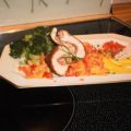Putenschnitzel gefüllt ,mit Paprikasoße u.[...]