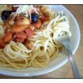 Spaghetti mit Paprika, Champignons und Zwiebel