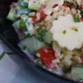 Ebly-Salat mit Käseblumen