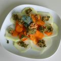 Kohlrabi-Karotten-Carpaccio mit Walnuss-Pesto