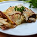 Pasta Rolle mit Pilzen und buntem Mangold