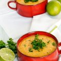 Süßkartoffel Suppe mit einem Schuss Limettensaft