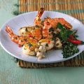 Scharfe Tintenfischchen und Garnelen
