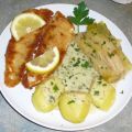 Gebratener Zander mit Kräutersoße und Porree