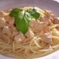Spaghetti in Chili-Sahne mit Hähnchenbrustfilet