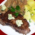Rumpsteak mit pikanter Champignonsoße