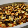 Kürbis-Kartoffelauflauf mit Pilzen und Feta