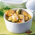 Fischcurry mit Zucchini und Süßkartoffeln