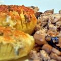 Hähnchen-Champignon-Pfanne mit Fächerkartoffeln